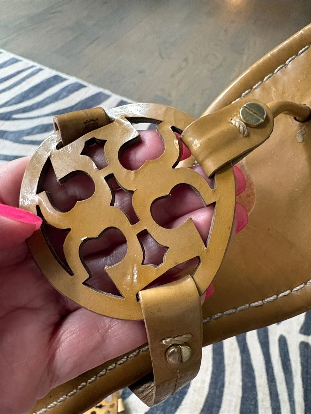 Tory Burch Miller sandals tan color cachets Patent Leather FAIR 7